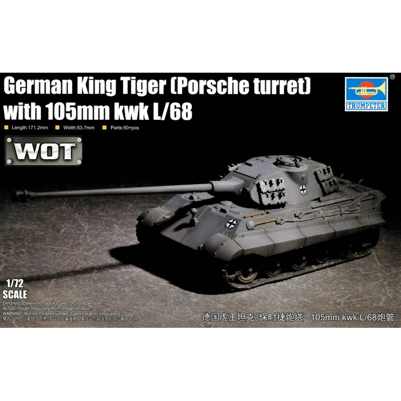 1/72 German King Tiger (Porsche Turret) with 105mm kwk L/68 WoT