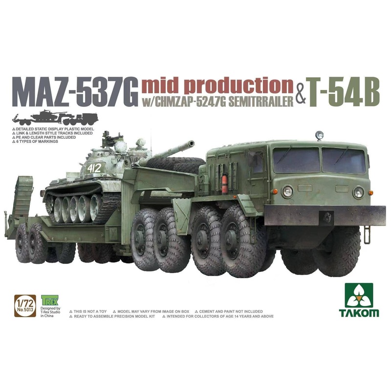 1/72 MAZ-537G Mid Production w/CHMZAP-5247G Semitrailer & T-54B