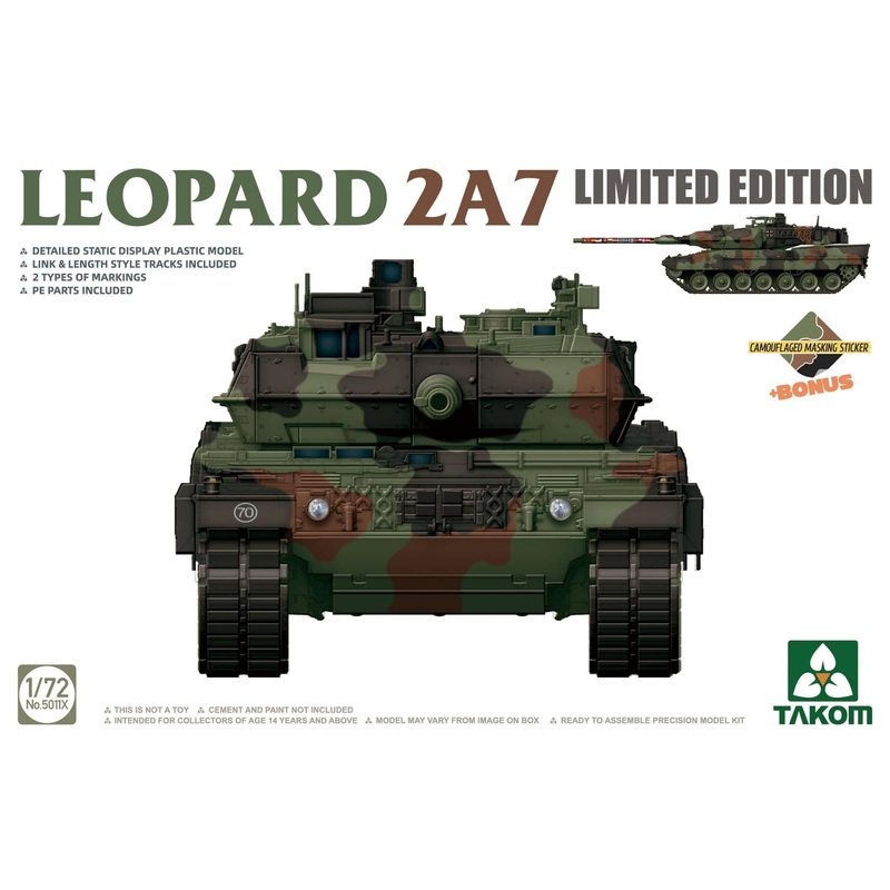 1/72 Leopard 2A7 Main Battle Tank w/Camouflage Mask Sticker (Limited Edition)