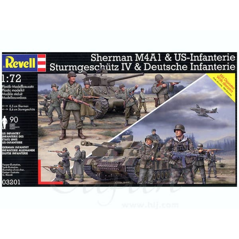 1/72 Sherman M4A1 & US Soldiers / Sturmgeschutz IV & Ge
