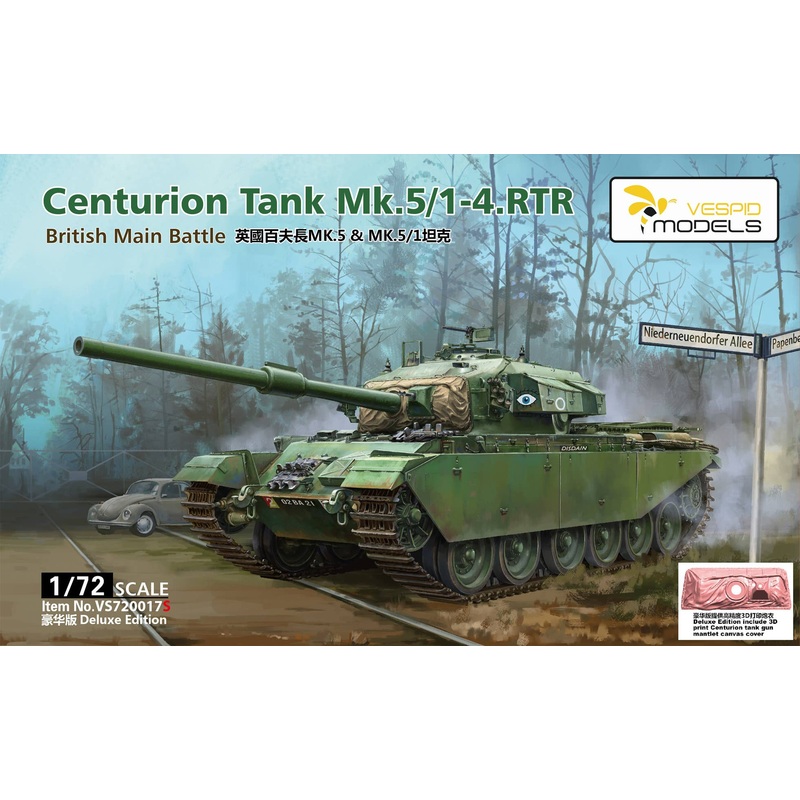 1/72 Centurion Tank Mk.5/1-4 RTR British Main Battle Tank DELUXE EDITION 3D print Centurion tank gun mantlet canvas cover Metal barrel + Metal tow cable