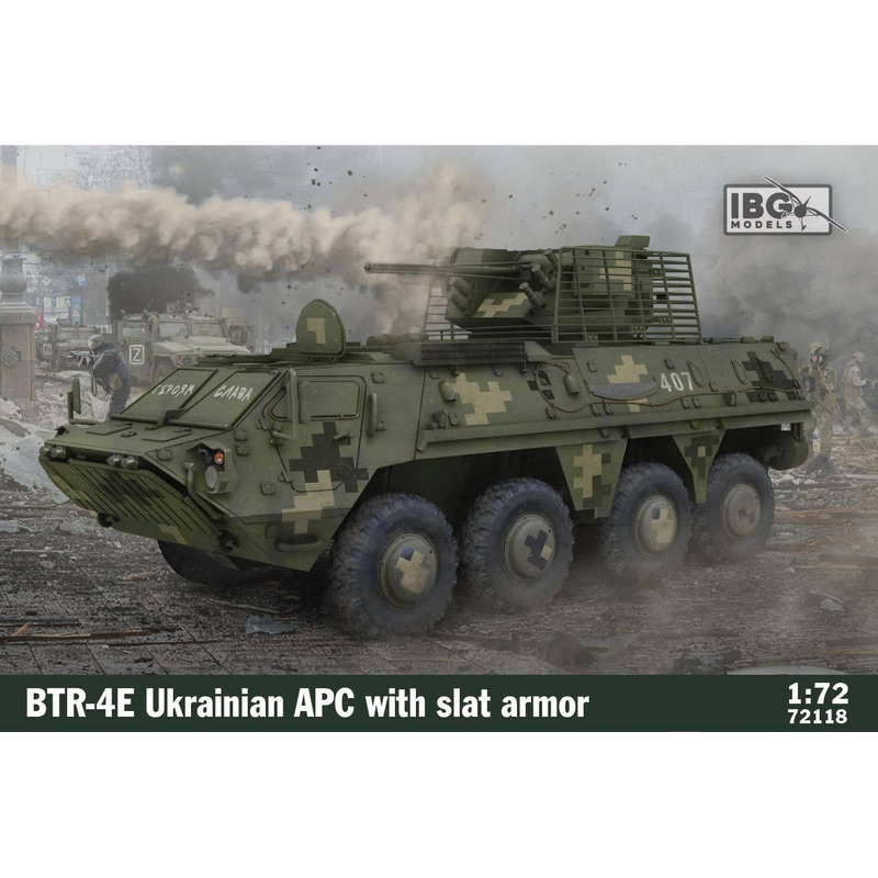 1/72 Ukrainian BTR-4E Wheeled Armored Vehicle with Slat Armor
