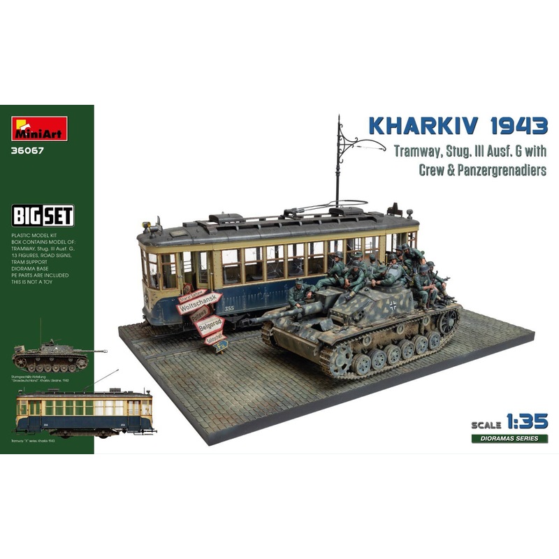 1/35 Kharkiv 1943: Tram & Stug. III Ausf. G w/Crew. BIG SET