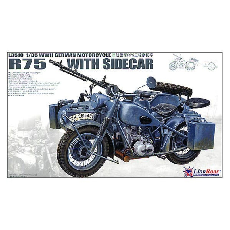 1/35 WWII German Motorcycle BMW R75 w/Sidecar