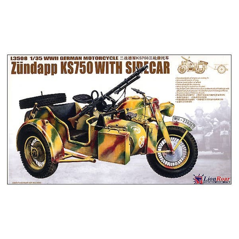 1/35 WWII German Motorcycle Zundapp KS750 w/Sidecar