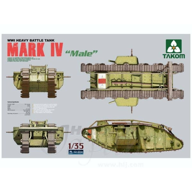 1/35 WWI Heavy Battle Tank Mark IV "Male"