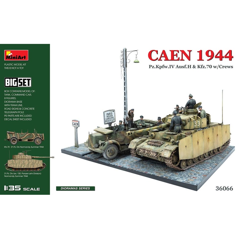1/35 Caen 1944 Panzer IV Ausf.H & Kfz.70 w / Crew Figure 8 Big Set