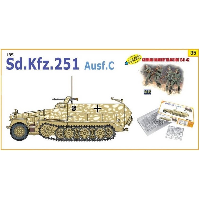1/35 WW.II German Army S.d.Kfz.251 C Type Armored Personnel Carrier w/German Infantry 1941-1942
