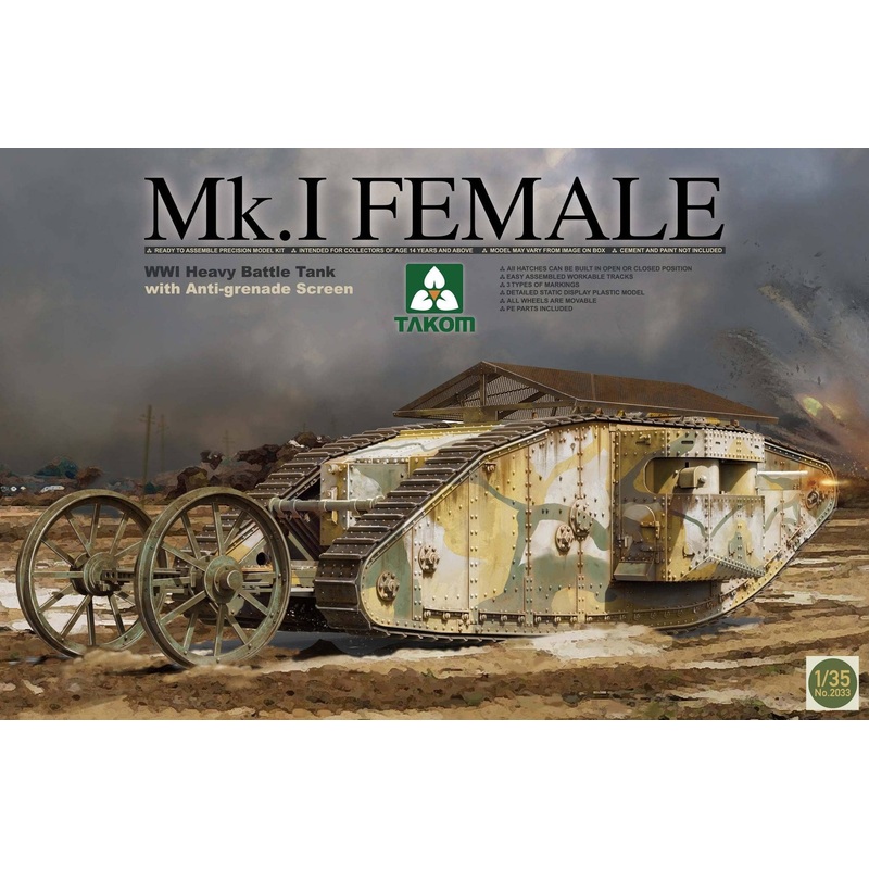 1/35 WWI Heavy Battle Tank Mk.I Female with Anti Grenade Screen