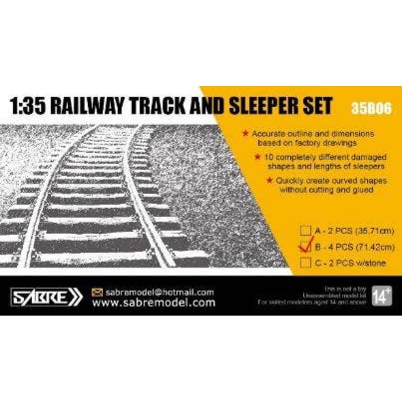 1/35 Railway Track And Sleeper Set (71.42cm Stragiht/Curved Rail)
