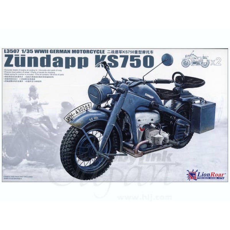 1/35 WWII German Army Motorcycle Zundapp KS750 (2pcs)