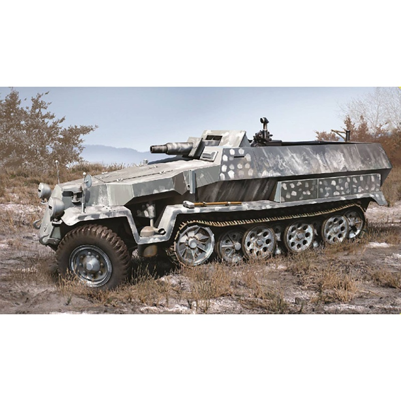 WW.II German Army Sd.Kfz.251/9 C type 7.5cm Gun Mounted EZ Track / Aluminum Gun Barrel / Metal Width Pole / 3D Printed Parts included Luxury specifications