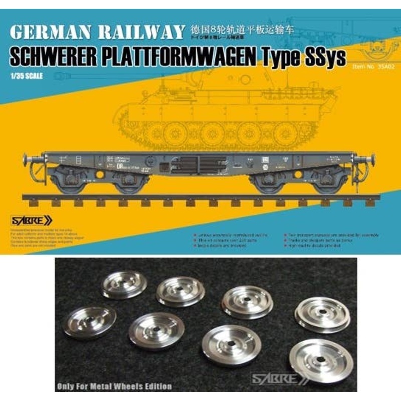 1/35 German Railway Schwerer Plattformwagen Type SSys (with Metal Wheels)