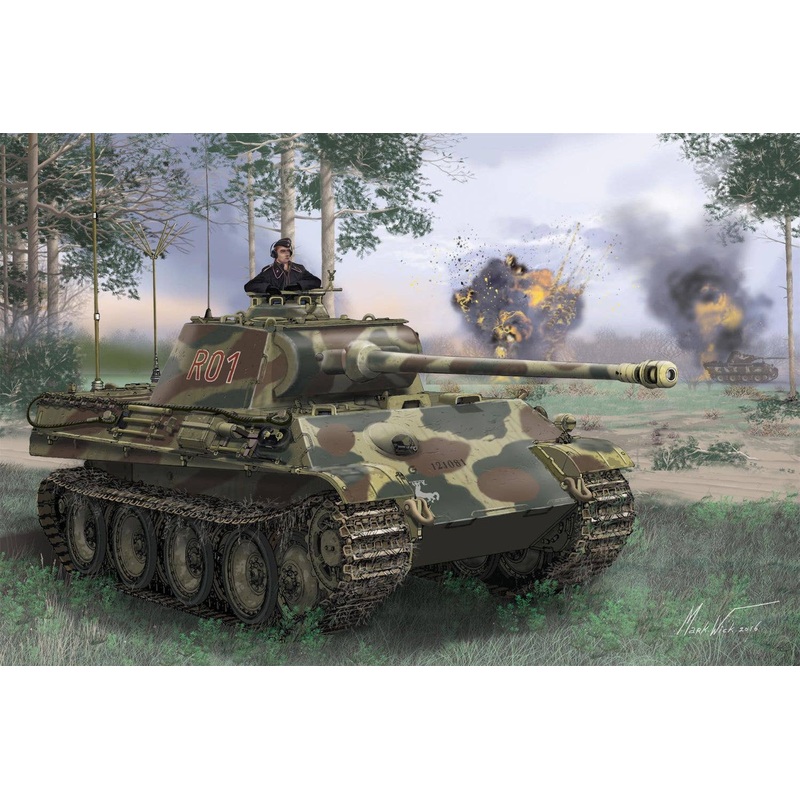 1/35 WW.II German Army Panther Command Tank G Type Magic Track/Aluminum Gun Barrel/Night Vision Device/3D Printed Muzzle Brake & Tubular Miscellaneous Case Included Luxury Set