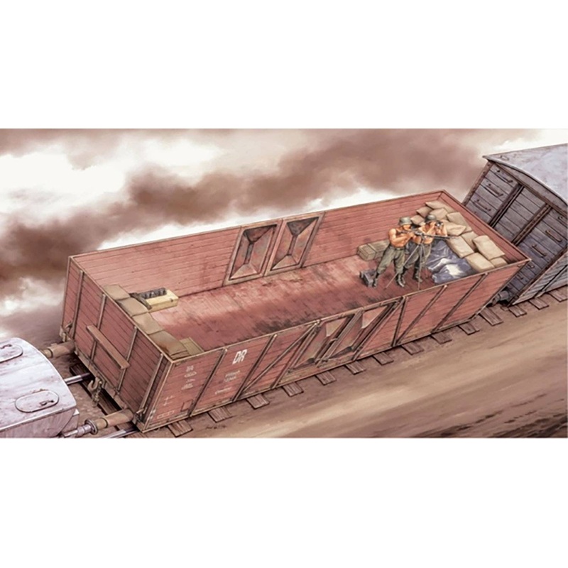 1/35 WW.II German High-Side Open Wagon w/Anti-Aircraft Machine Gun Team