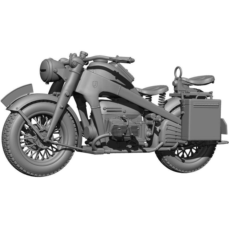 1/35 WWII German Zundapp KS750 Military Motorcycle