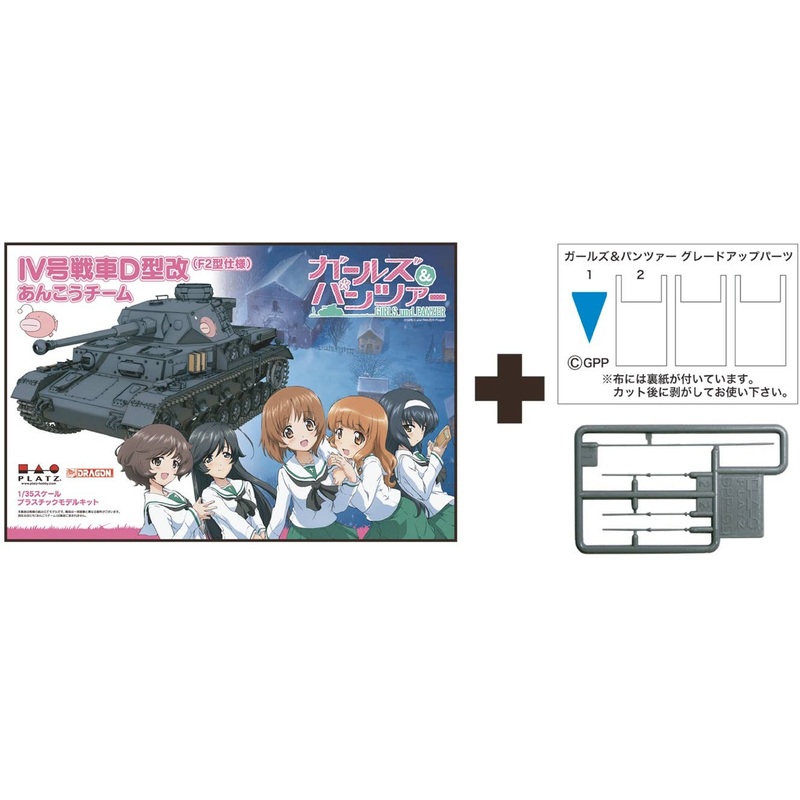 1/35 Girls und Panzer: Pz.Kpfw.IV Ausf.D Kai (F2 Type) Anglerfish Team with Flag Parts Limited Edition