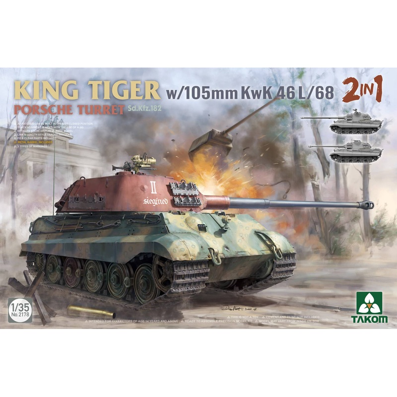 1/35 King Tiger Sd.Kfz. 182 Porsche Turret w/105mm KwK 46 L/68 2 in 1