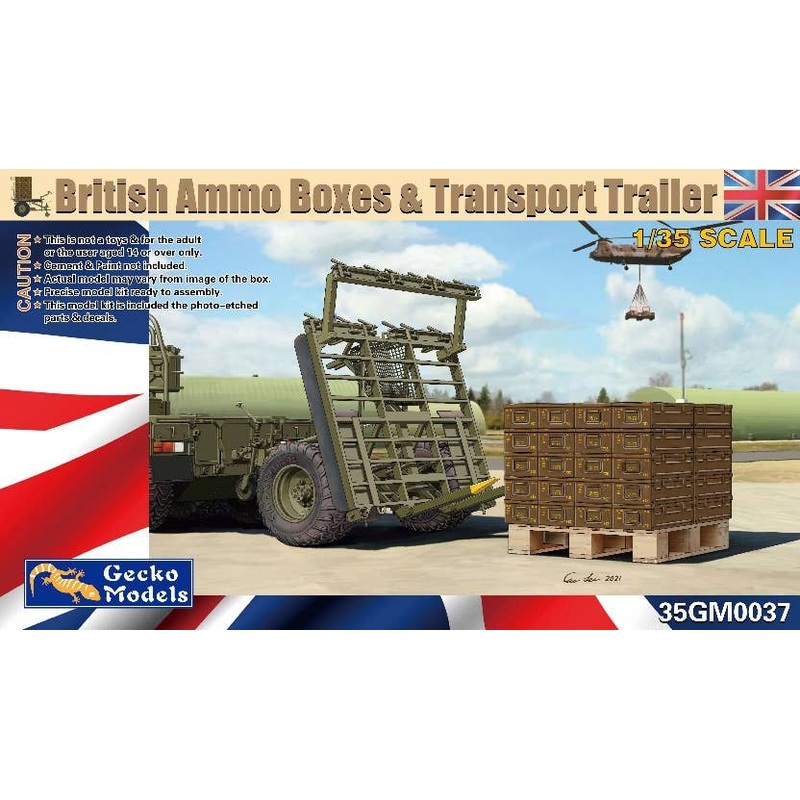 1/35 British Ammo Boxes w/Pallet & Transport Trailer Set