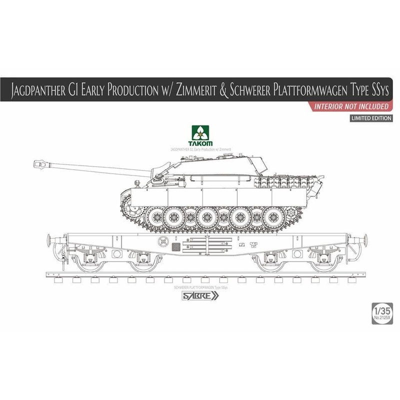 1/35 Jagdpanther G1 Early Production w/Zimmerit & Schwerer Plattformwagen Type SSys