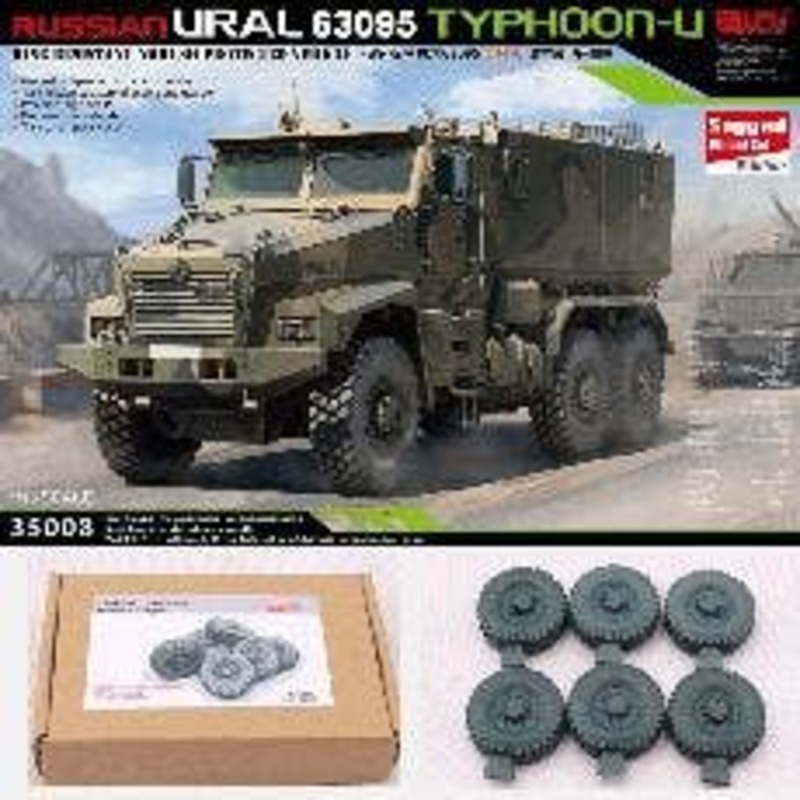 1/35 Russian Wheeled Armored Vehicle Typhoon URAL-63095 (6x6 Mine Defense / Armored Personnel Carrier) w/Self-weight Deformed Tire Set