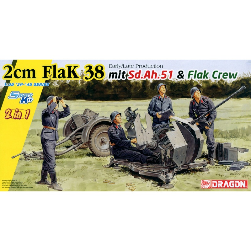 1/35 2cm FlaK 38 Early/Late Production mit Sd.Ah.51 and Crew (2 in 1)