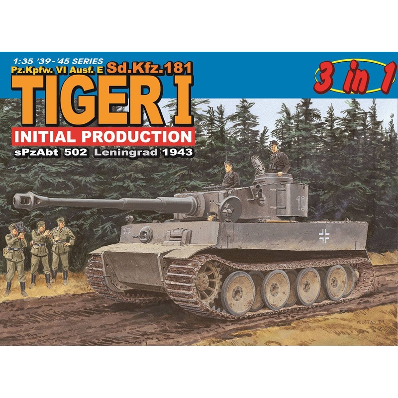 1/35 WW.II German Army Tiger I Very Early Type 502nd Heavy Tank Battalion Leningrad 1943 3 in 1 Magic Track/Aluminum Gun Barrel/Metal Wire/3D Printed Parts/Figure Incl. Luxury Set