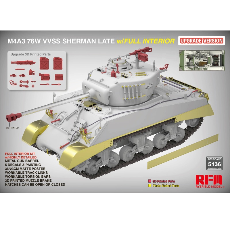 1/35 M4A3 76W VVSS Sherman Late with Full Interior Updated Version
