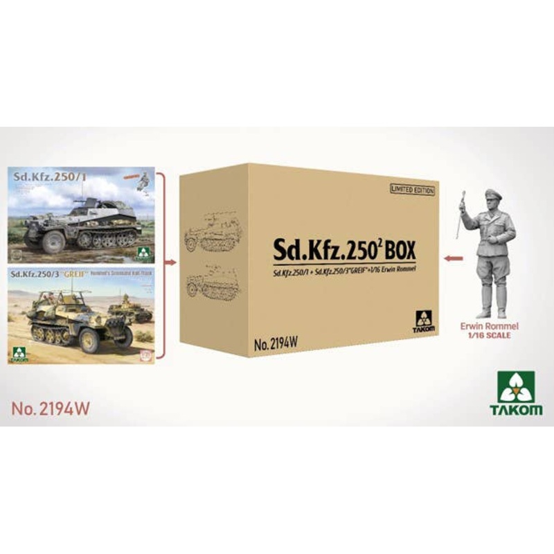 1/35 Sd.Kfz.250 Box (Sd.Kfz.250/1 & Sd. Kfz.250/3 GREIF & / 16 Erwin Rommel) Ltd Edition