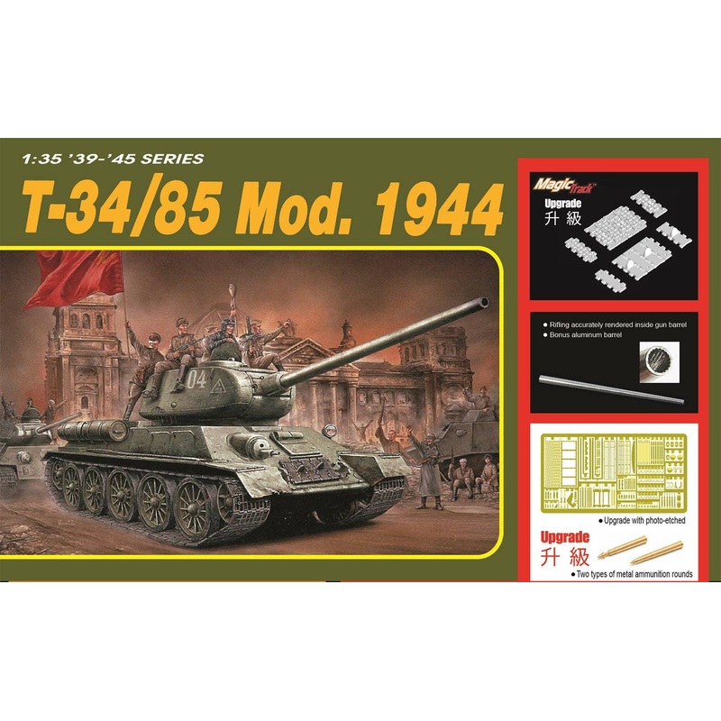 1/35 WW.II Soviet Army T-34 /85 Mod.1944 Aluminum Gun Barrel & Magic Track & Soviet Soldier Figure Included