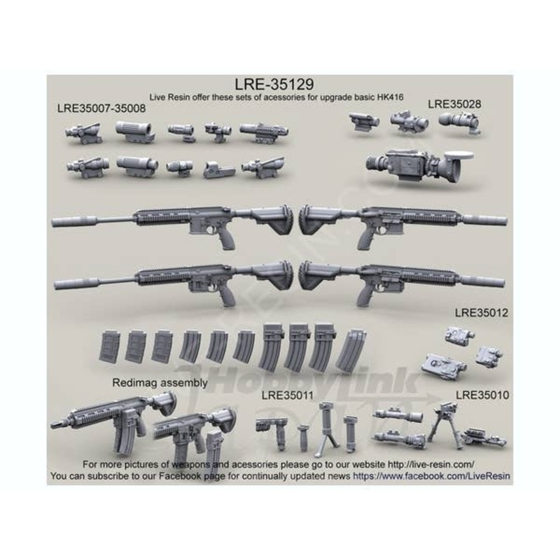 1/35 Heckler & Koch HK416 Assault Rifle Long & Short Barrel Set w/Suppressor