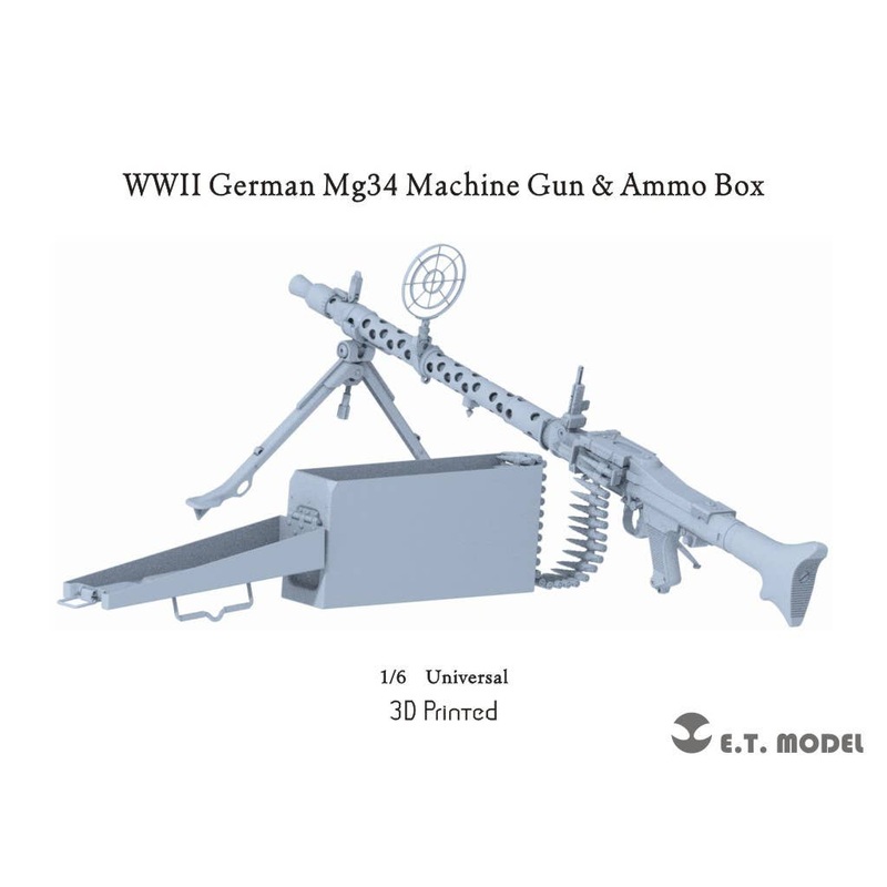 1/6 WWII German MG34 Machine Gun & Ammo Box (3D Printed)
