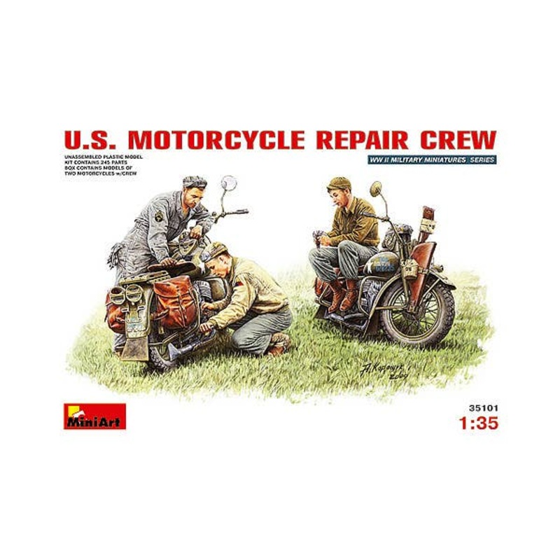 WWII. US Motorcycle Repair Crew