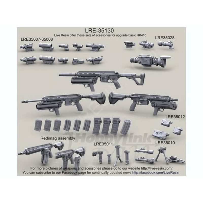 1/35 Heckler & Koch HK416 Assault Rifle Long & Short Barrel Set w/M320 Grenade Launcher