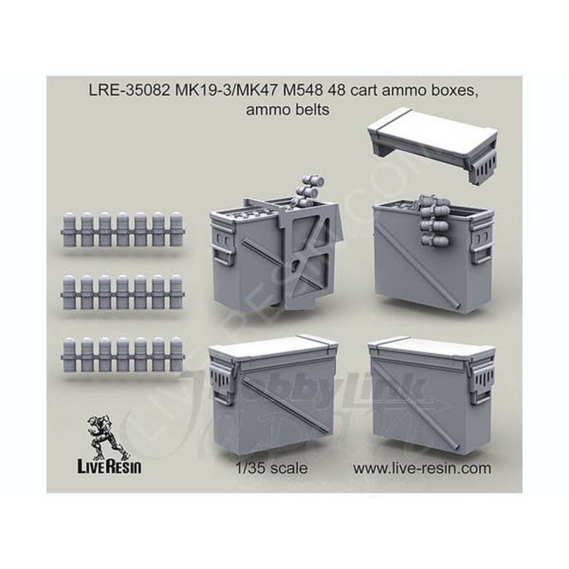 1/35 MK19-3/MK47 M548 48 Cart Ammo Boxes Ammo Belts
