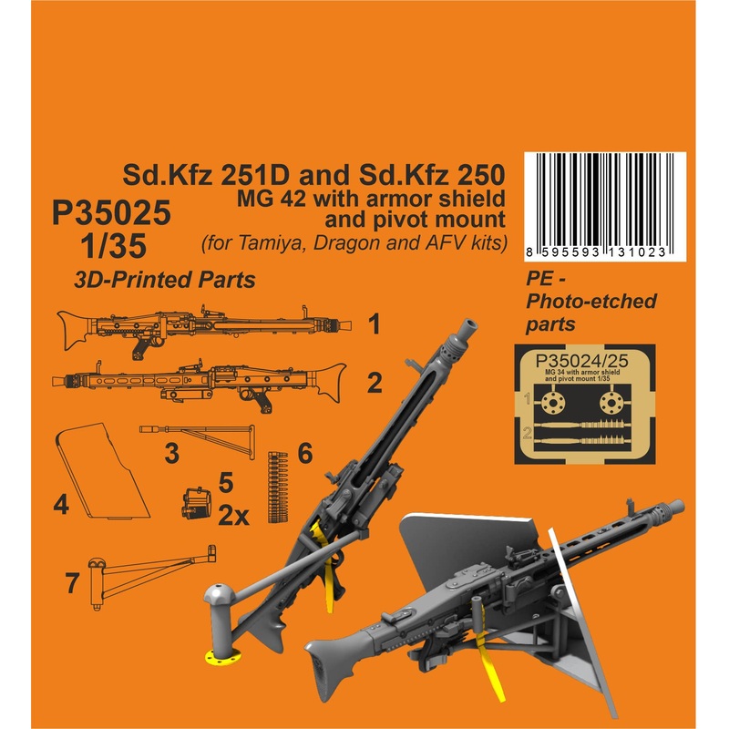 1/35 Sd.Kfz 251D/250A MG 42 with armor shiels and pivot mount for Tamiya and Dragon kits