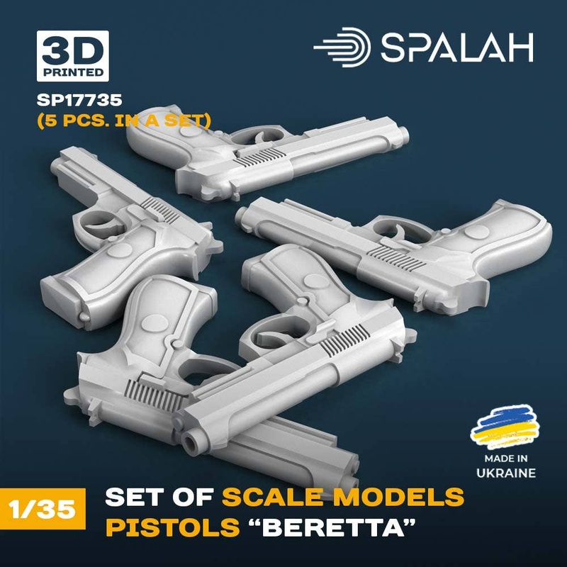 1/35 Set of scale models Beretta pistols, (5 pcs)