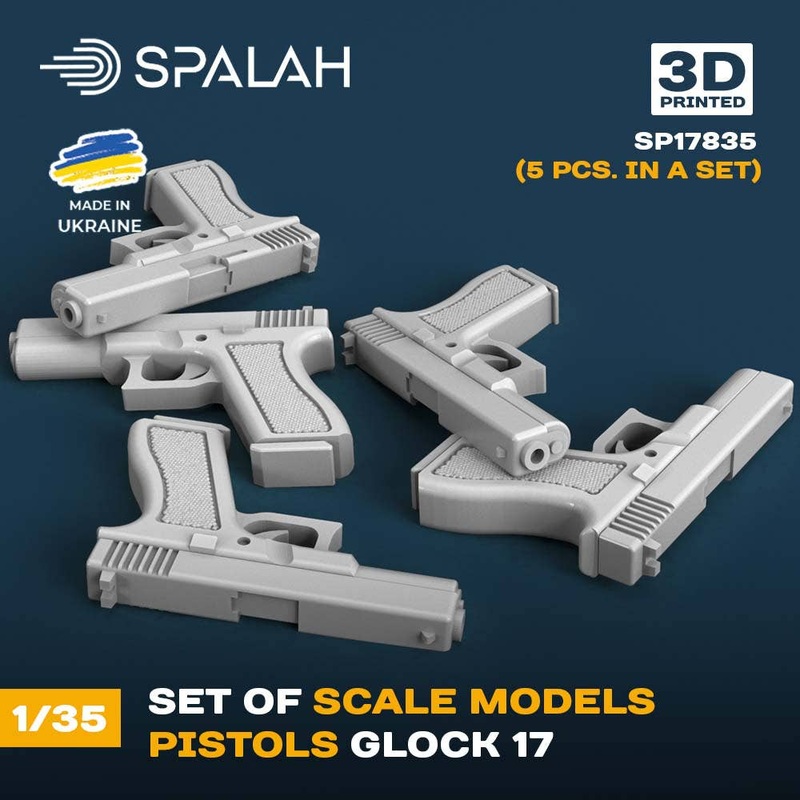 1/35 Set of scale models Glock-17 pistols, (5 pcs)