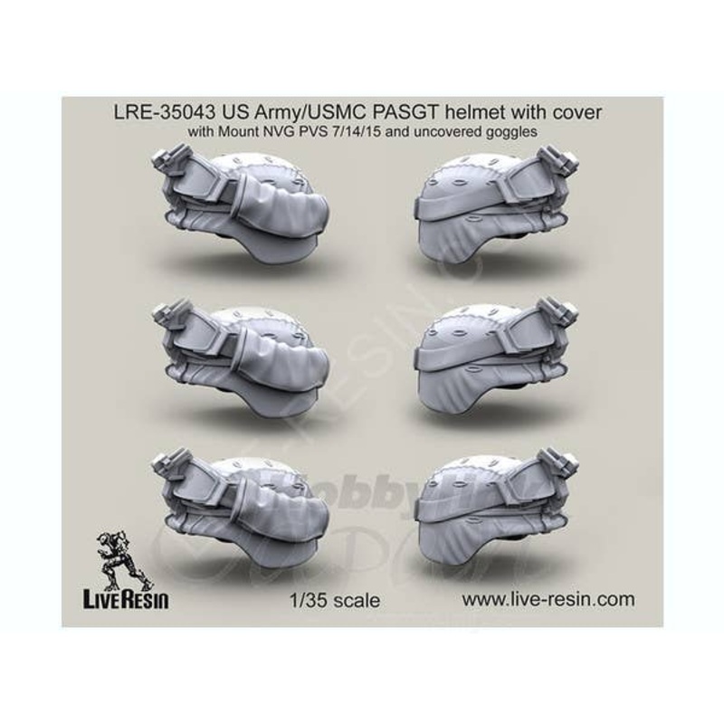 1/35 US Army PASGT Helmet with Cover with Mount NVG PVS 7/14/15 and Uncovered Goggles