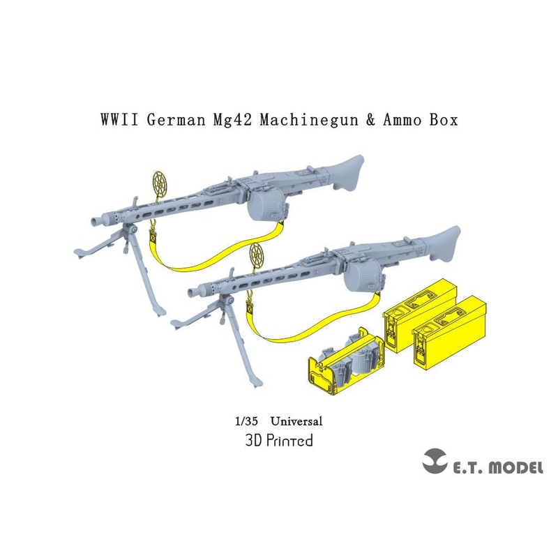 1/35 WWII German MG42 Machine Gun & Ammo Box Set (2 sets included)