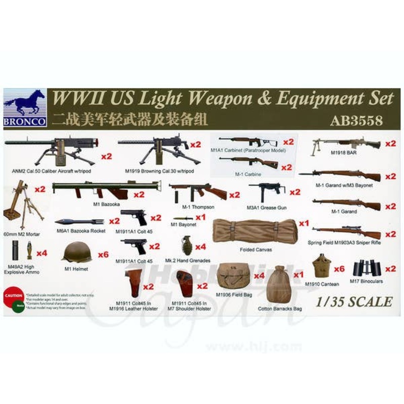 1/35 WWII US Light Weapon & Equipment Set