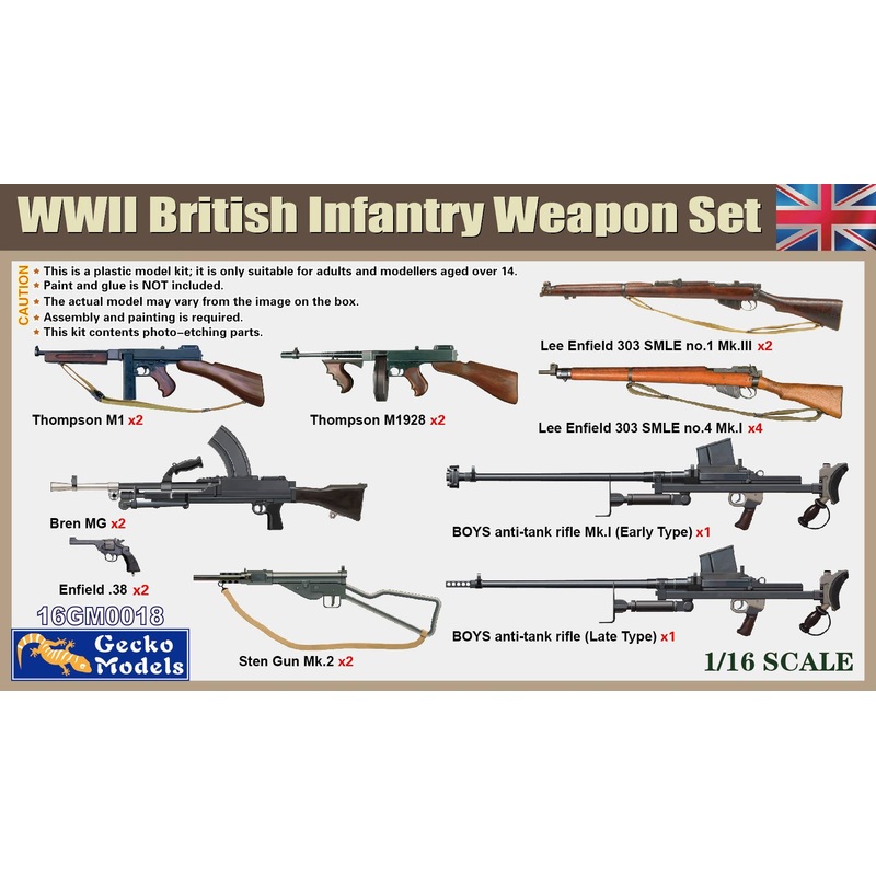 1/16 WWII British Infantry Weapon & Accessories Set