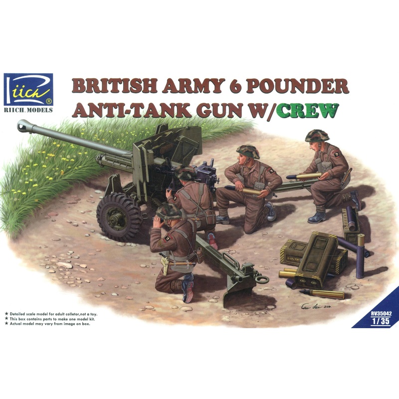 1/35 British Army 6 Pounder Anti-Tank Gun w/Crew (4 Figures)