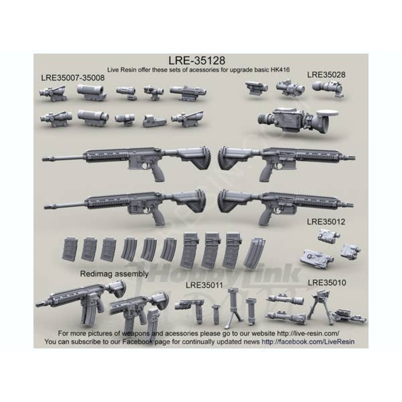 1/35 Heckler & Koch HK416 Assault Rifle Long & Short Barrel Set