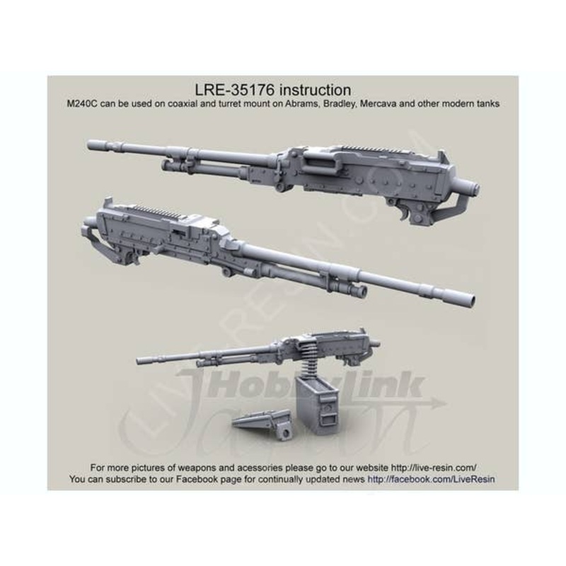 1/35 M240C with Picatinny Rail for Coaxial & Turret Mount (3 pcs)