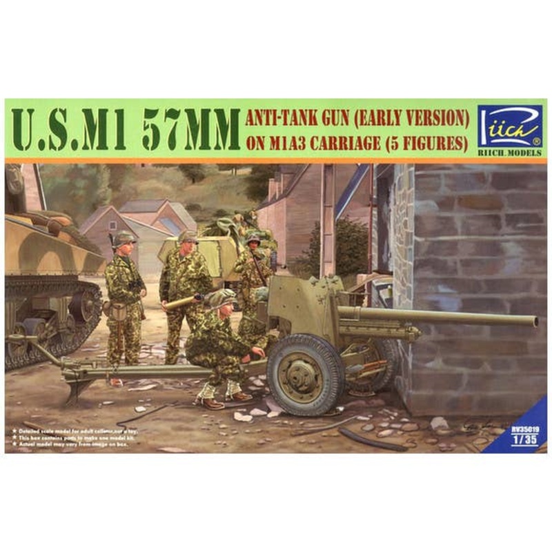 1/35 U.S.M1 57MM Anti-Tank Gun Early on M1A3 Carriage (5 Figures)