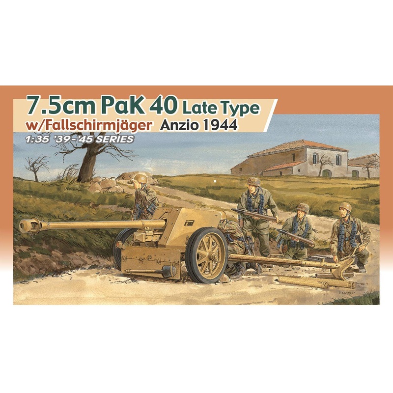 1/35 WW.II German Army 7.5cm Anti-Tank Gun Pak40 Late Model Anzio 1944 Fallschirmjager Included