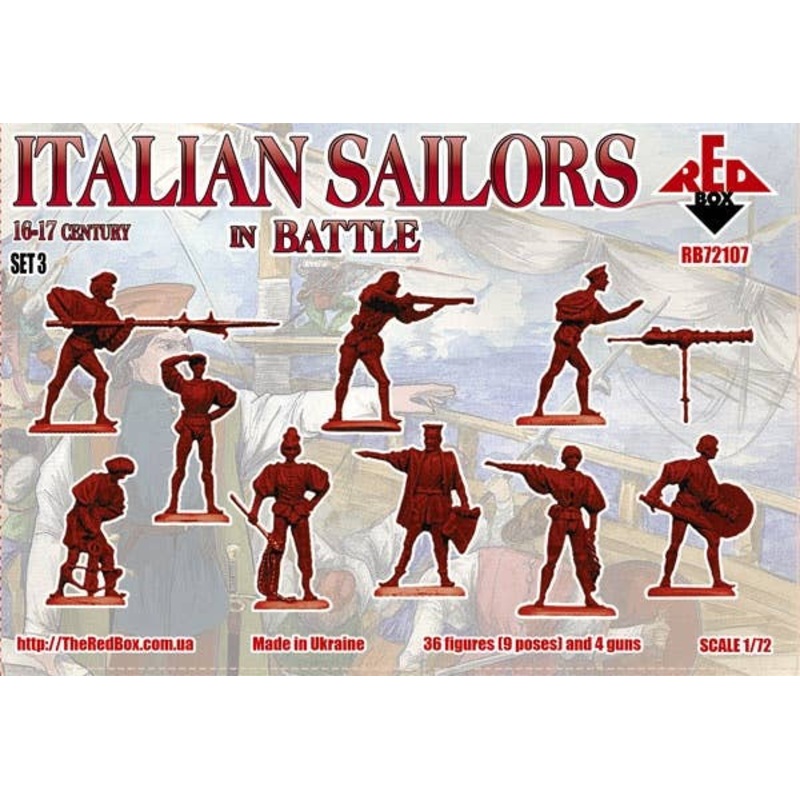 1/72 Italian Sailors in Battle 16-17 Century (36 figures, 9 poses and 4 guns)