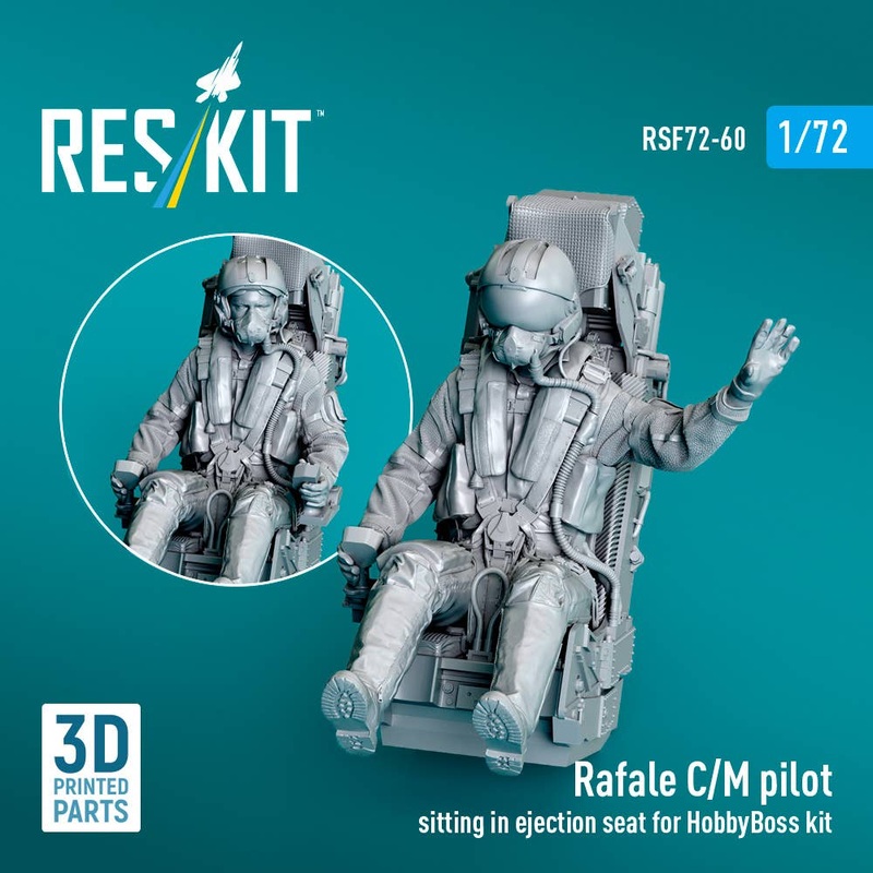 1/72 Rafale C/M pilot sitting in ejection seat for HobbyBoss kit (1 pcs) (3D Printed)