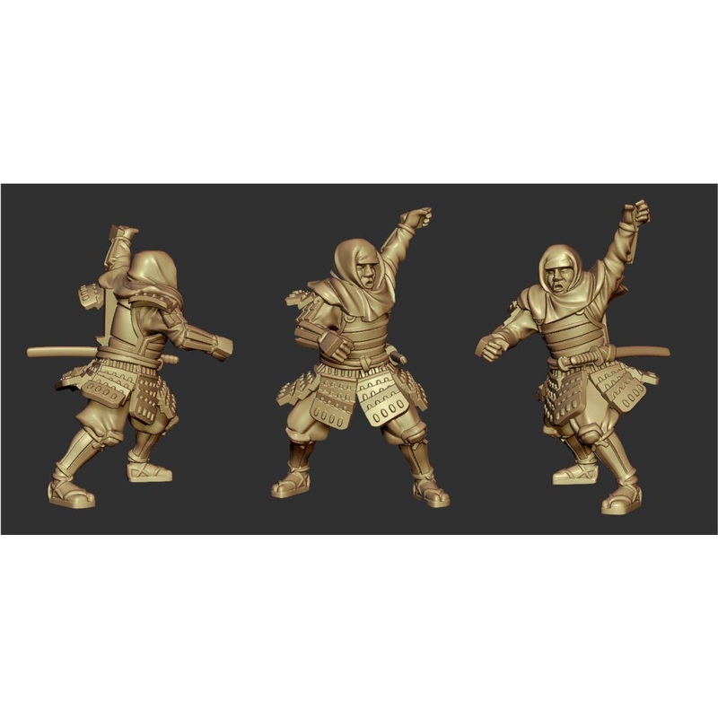 1/72 Warring States Period (Japan) Monk Warriors in Battle (Set of 5, Includes Etched Weapons)
